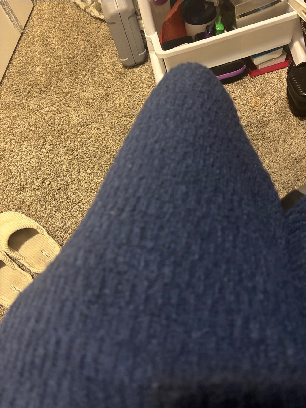 Navy Ribbed Knit Pants - Picture 6 of 6